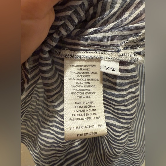 Anthropologie Cloth & Stone Zoe Stripe Button-Up Shirt Grandma Coastal , XS - Picture 3 of 8